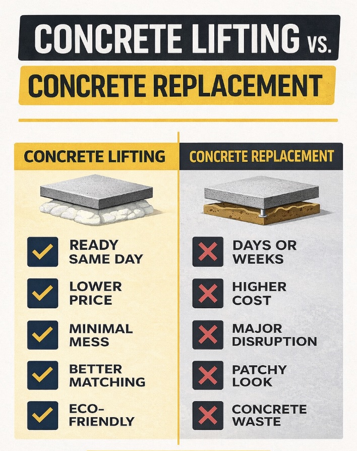 Concrete replacement vs concrete lifting