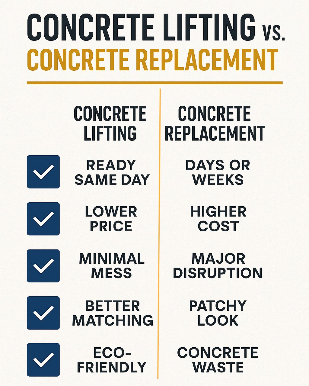 Concrete Lifting vs Replacement Marketing Flyer