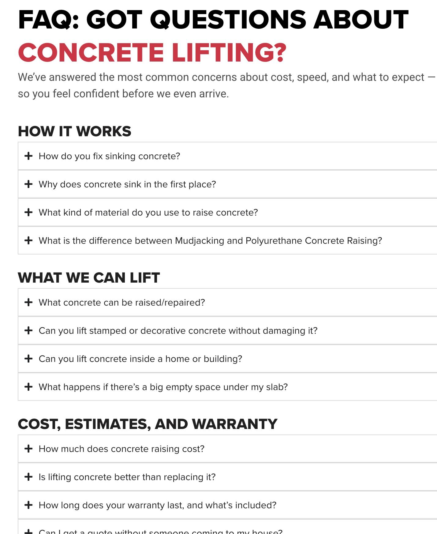 Concrete Lifting FAQs