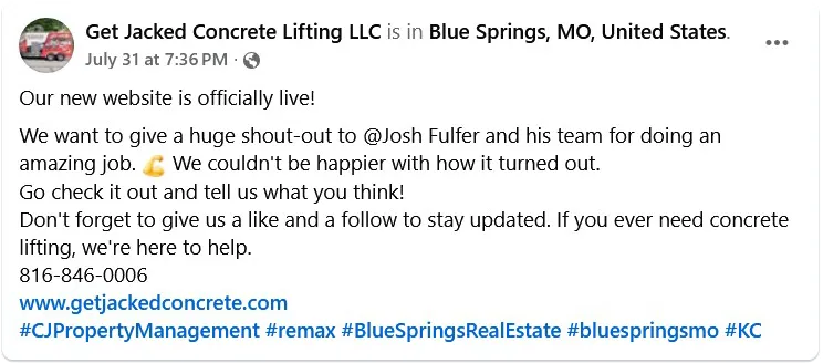 Concrete Leveling Blue Spring Business Website Review