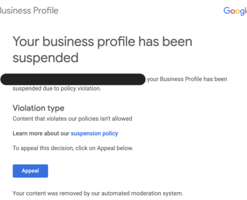 Google Business Profile Suspension