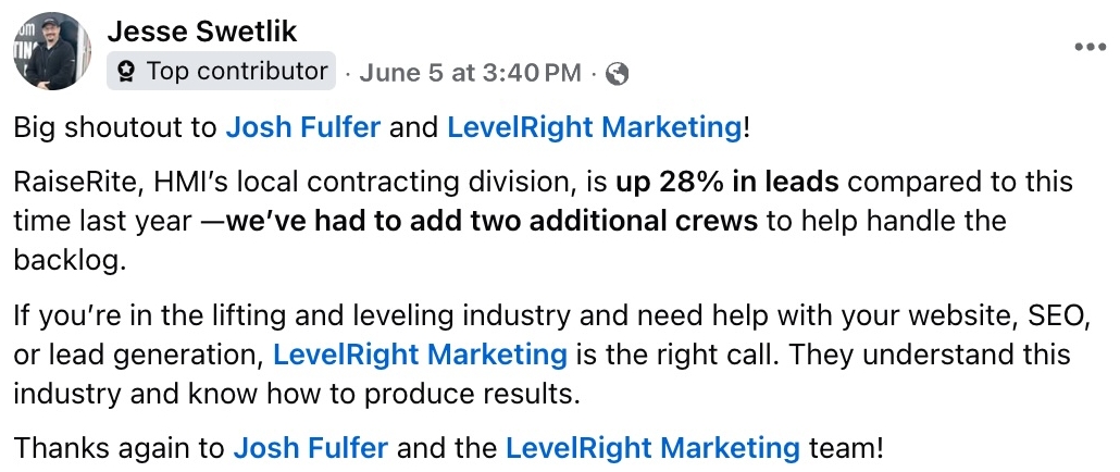 LevelRight Marketing reviews - HMI / Raise Rite LevelRight Marketing reviews