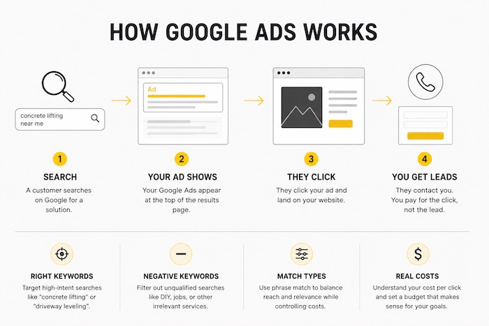 How Google Ads Works for Concrete Leveling